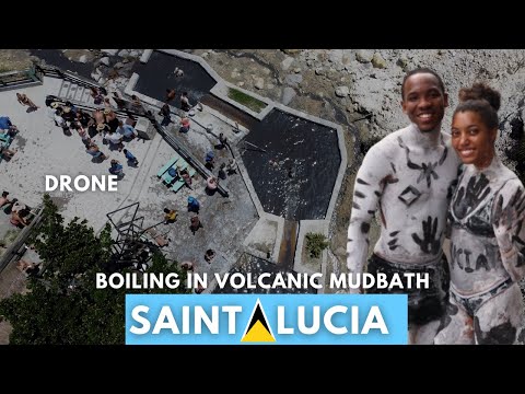 BATHING in a VOLCANO | Sulphur Springs St. Lucia | DRONE | Volcanic Geothermal Mud Bath | HOT Spring