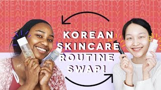 Black girl tries Korean girl's Skincare Routine | Korean skincare for dark skin