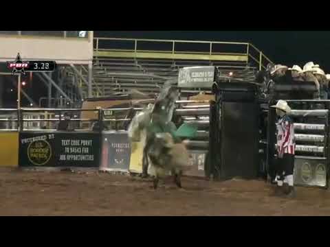 Logan Biever rides Hammer Slinger for 82 points (PBR)