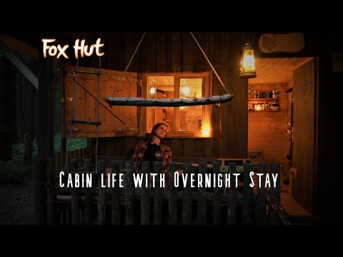 🌳🏡🌲Fox Hut🦊 # 11 Overnight at the Fox Hut - Off grid life - Suprise newborn lamp - Vanessa Blank 4K