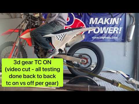 KTM250SXF Dyno Testing: akrapovic slip on exhaust, OEM maps, Traction Control, GET ECU