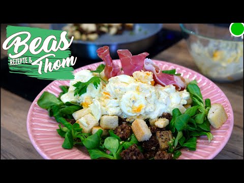 Eiersalat als Komplettgericht - mit Brot Croutons