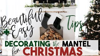 Beautiful + Easy Christmas Decorating Tips for the Fireplace Mantel | Interior Design