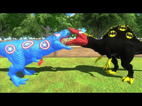 CAPTAIN AMERICA T-REX FOREST DEATH RUN - Animal Revolt Battle Simulator