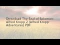 Alfred kropp the seal of solomon pdf