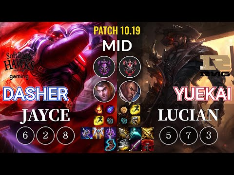 SHG Dasher Jayce vs RNG yuekai Lucian Mid - KR Patch 10.19