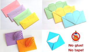 DIY 4 Easy Paper Envelopes | No Glue Crafts | Make Simple Envelope at home | Origami tutorial