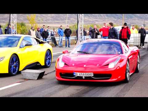 FERRARI 458 11.4/402m  vs BMW i8 12.3