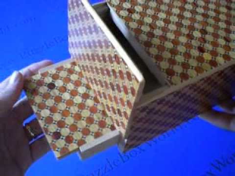 6 Sun 10+ 1 Step Kagome Japanese Puzzle Box with SECRET DRAWER!