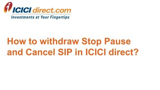 How to Stop | Pause SIP in ICICI DIRECT ? | Mutual Fund | SIP | Equity |  Option | Future |