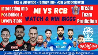 MI vs RCB Dream Team Prediction in Tamil || IPL 2022-match 18 || Mumbai vs Bangalore || 09/04/2022