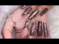 Dark Brown Marble Nails Design - Acrylic Nails Tutorial- Nails Art-  Acrylic Nails Beginners.