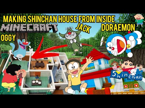 Shinchan Making The Inside Of His House Doreaman Nobitta Oggy Jack MINECRAFT TyroGaming GREEN GAMING