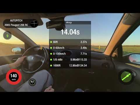Peugeot 206 RC 2.0i MT FWD 2005. 0-100 acceleration.