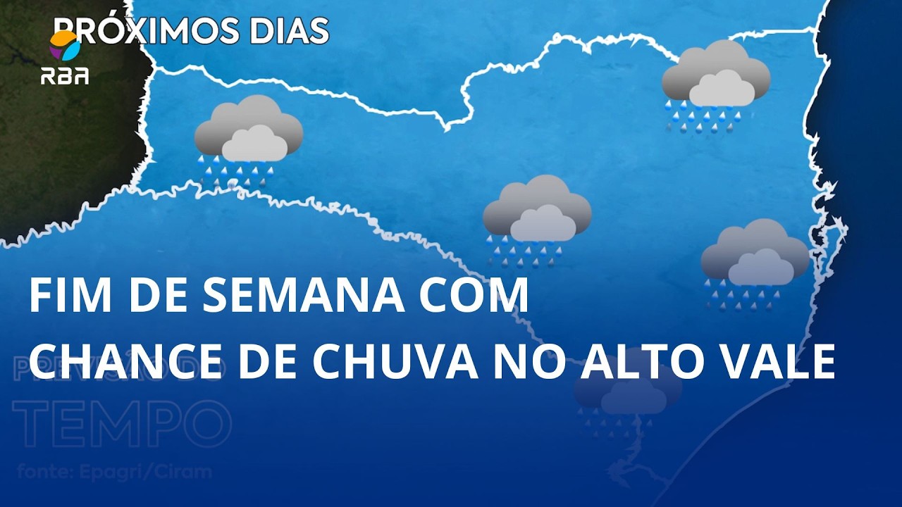Fim de semana com chance de chuva no Alto Vale ☔
