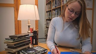 asmr library roleplay | whispers, page turning & book sounds