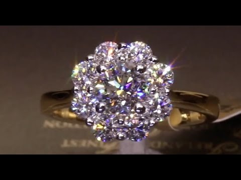 #77673 | T1.54ct/C0.70ct | Nine Stone Round Brilliant Cluster | Set in 18ct Yellow Gold