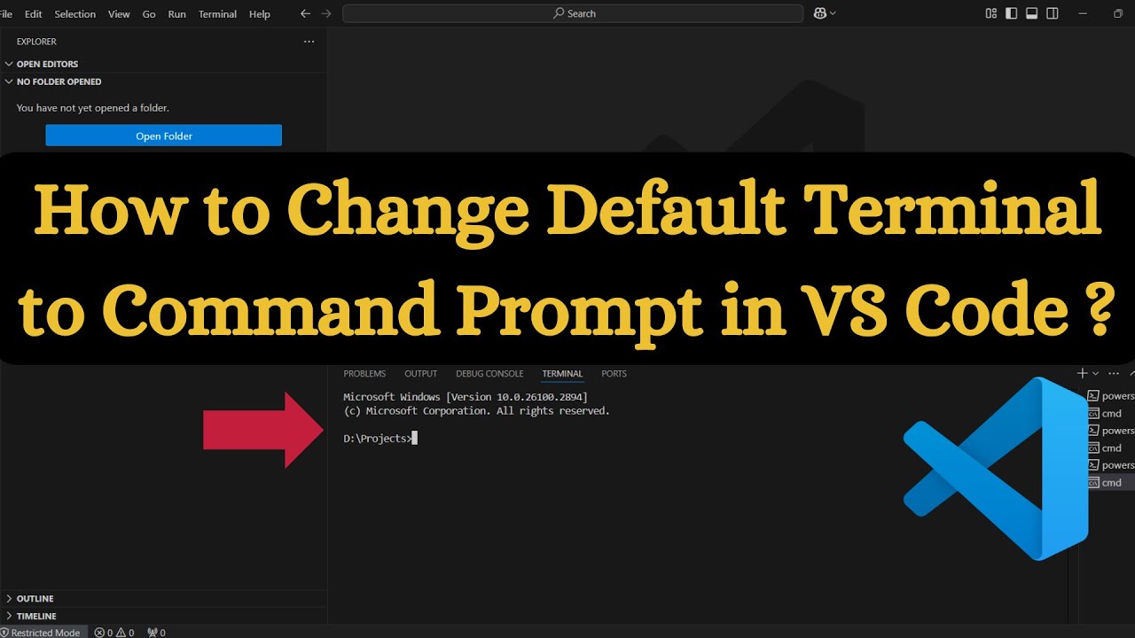 How to Change Default Terminal to Command Prompt in VS Code ?