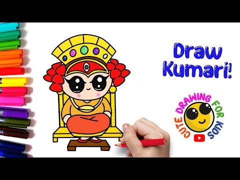 How to draw Kumari (Living Goddess) | Simple and easy to follow 