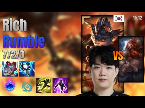 Rich Top Rumble vs Gragas lol KR solo rank Full Game 15.12 | 리치 럼블 vs 그라가스