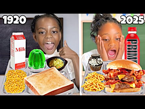Eating 100 Years of School Lunches | Sasha&Asher