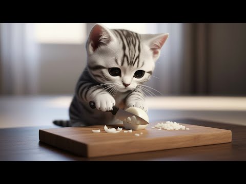 Funny Chinna (cat)Poonai Chef 🍳 | Funny Omelette Cooking #KidsCooking#TamilKids#FunnyTamil#PoonaiChe