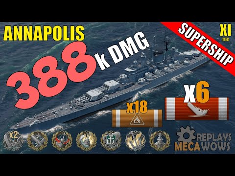 DAMAGE RECORD! Annapolis 6 Kills & 388k Damage | World of Warships Gameplay