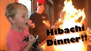 TODDLER KID HAS FUN HIBACHI DINNER AT TONY SUSHI E
