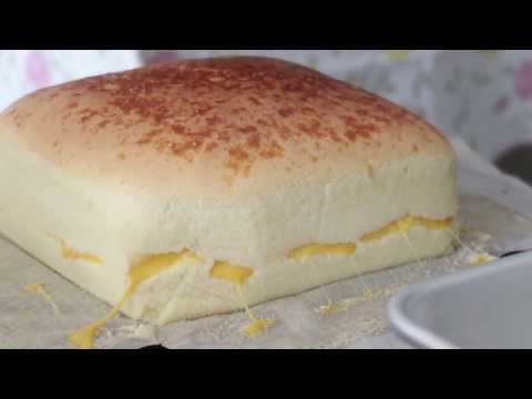 Castella ( Taiwanese castella with cheddar inside, jiggly and fluffy )