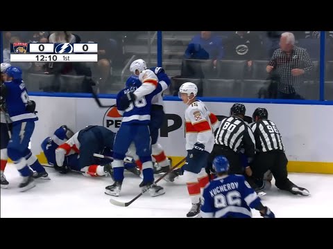 Rough stuff from the Florida Panthers vs Tampa Bay Lightning preseason game 2