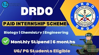 DRDO Paid Internship 2026 | Biology, Chemistry & Engineering | UG/PG Eligible | Stipend