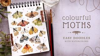 Colourful Moths: Easy Watercolor Doodles