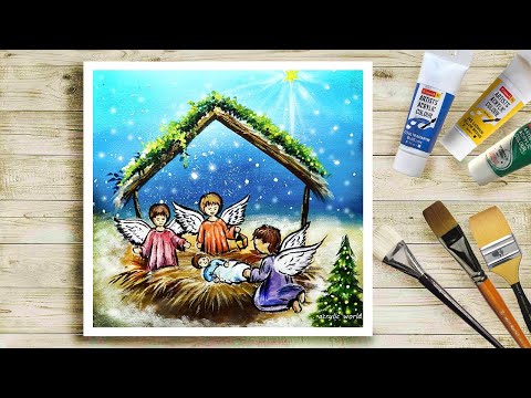 How to Paint a Nativity Scene with Acrylics | Full Video | Step by Step #192