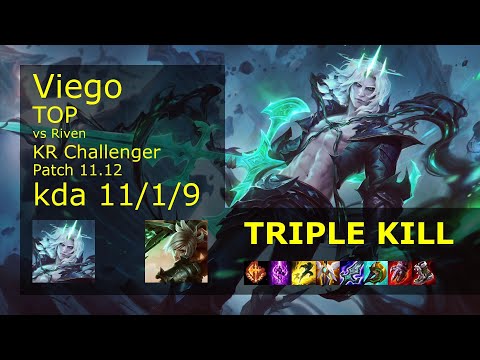 Viego vs Riven Top - KR Challenger 11/1/9 Patch 11.12 Gameplay // [롤] 비에고 vs 리븐 탑