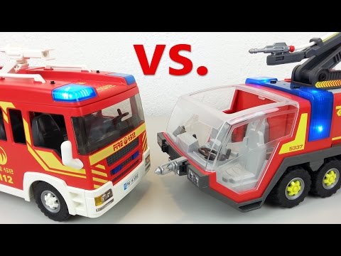 Playmobil Vergleich Flughafenlöschfahrzeug Löschgruppenfahrzeug seratus1 unboxing