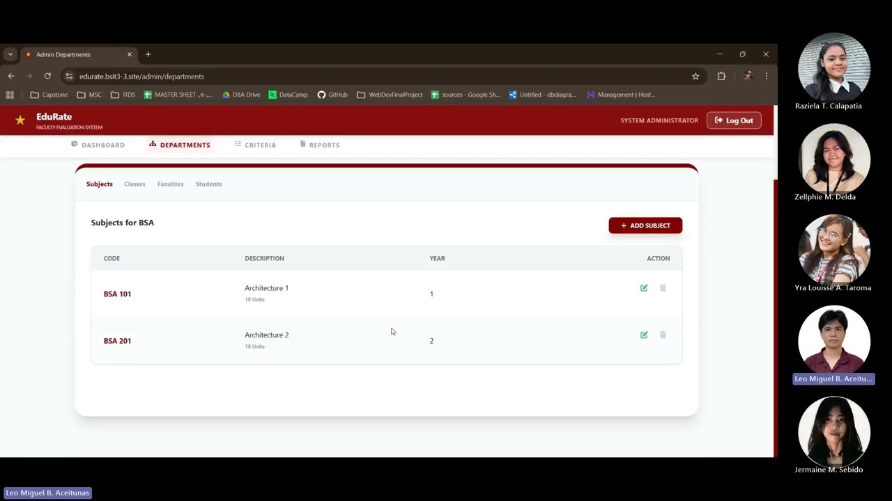 EduRate: School Faculty Evaluation System (group 1)