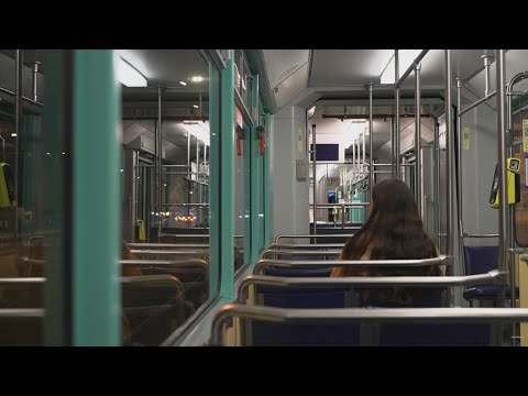 Ukraine, Lviv, tram 9 night ride from вул. Русових to Головний залізничний вокзал