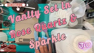 Resin Project - How to Make a Rose Quartz Vanity set with Crushed Glass♦️💎💠