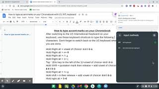 Chromebook:  How to type accent marks using the International Keyboard