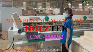DÙNG MÁY KHOAN NGANG CNC HOLZTEK LÀM MỘNG ÂM CHO THANH DÀI CNC-2500B2. Đa dụng quá.