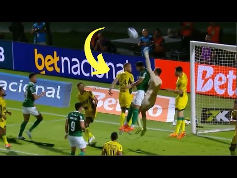 Controversial play leading up to Palmeiras' goal against Mirassol.