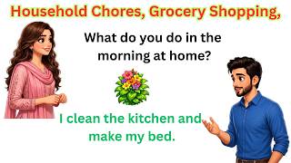 100 Daily English Questions & Answers for Beginners | Household Chores, Grocery Shopping, Laundry
