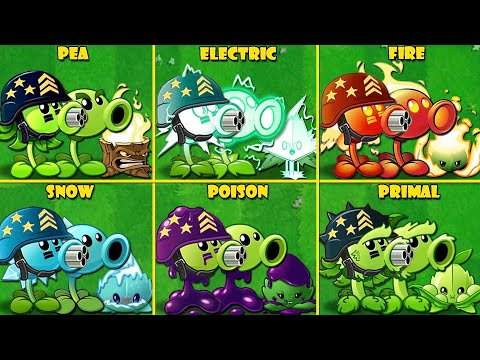 Pvz 2 - 6 Team PEA x ELECTRIC x FIRE x ICE x POISON x PRIMAL Battlez - Who Will Win?