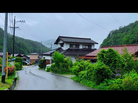 Heavy rain Walk Beautiful Countryside Village Nagano, Japan 4K Walking Tour Japan 2025 in Summer