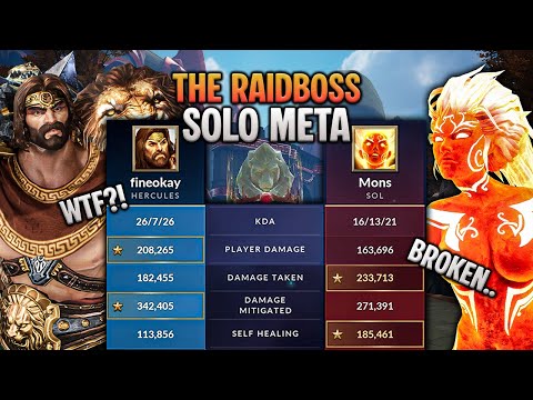 200K DAMAGE HERC SOLO LANE RAID BOSSING.. CRAZIEST SMITE GAME OAT