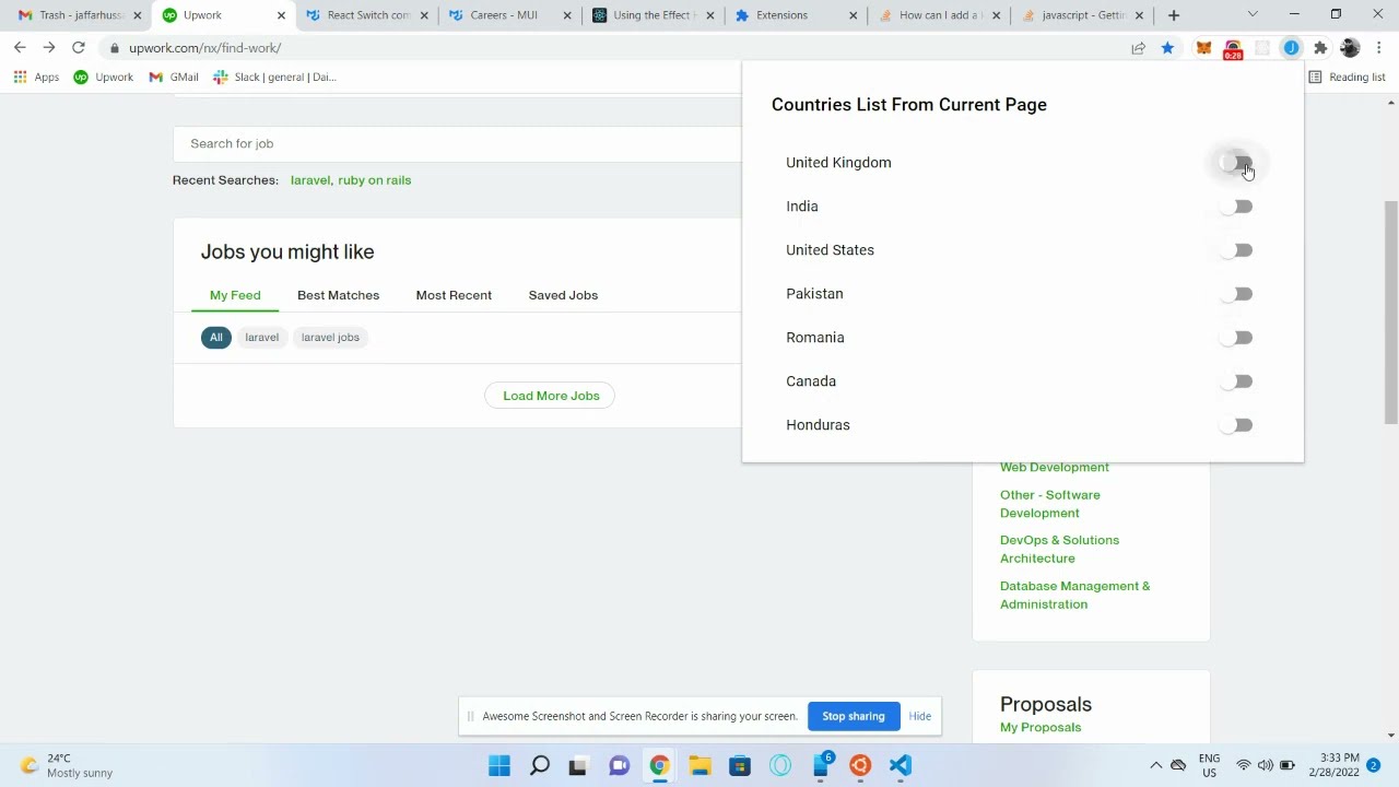 Chrome Extension to filter Upwork  Projects