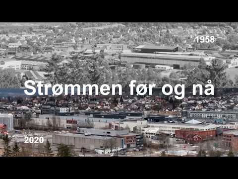 Strømmen før og nå: Utsikt over Strømmen, sett fra St. Hansfjellet i 1958 og 2020