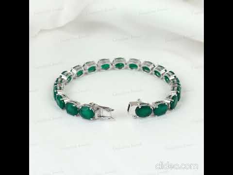 Green Onyx 925 Sterling Silver Gemstone Bracelet