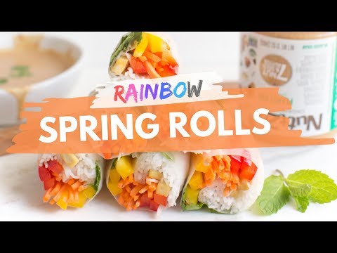 Rainbow Spring Rolls With Peanut Dipping Sauce | World of Vegan