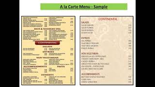 What is A la carte & Table d hote Menu ?- Food & Beverage Service
